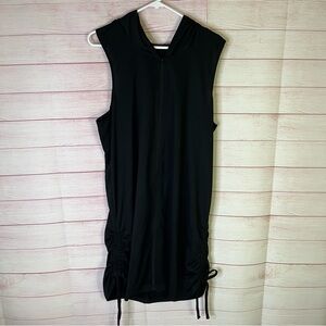 Swimsuits For‎ All Black Full Zipper Hooded Drawstring Hem Coverup Size 14/16